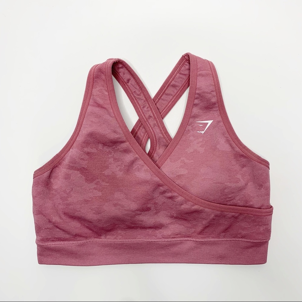 Gymshark Adapt Camo Seamless Bra Pink Medium